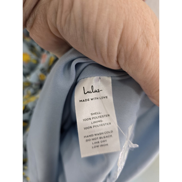 Lulus Shirt Tiered Ruffled Blue/yellow Floral Dress. NWOTLadies Size Small - Picture 10 of 15